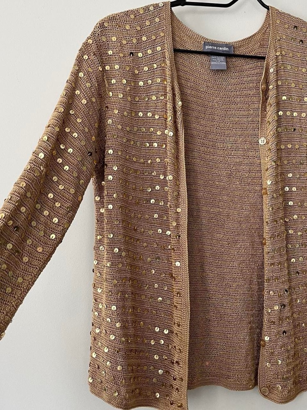 vintage 2000s pierre cardin sequin knit cardigan